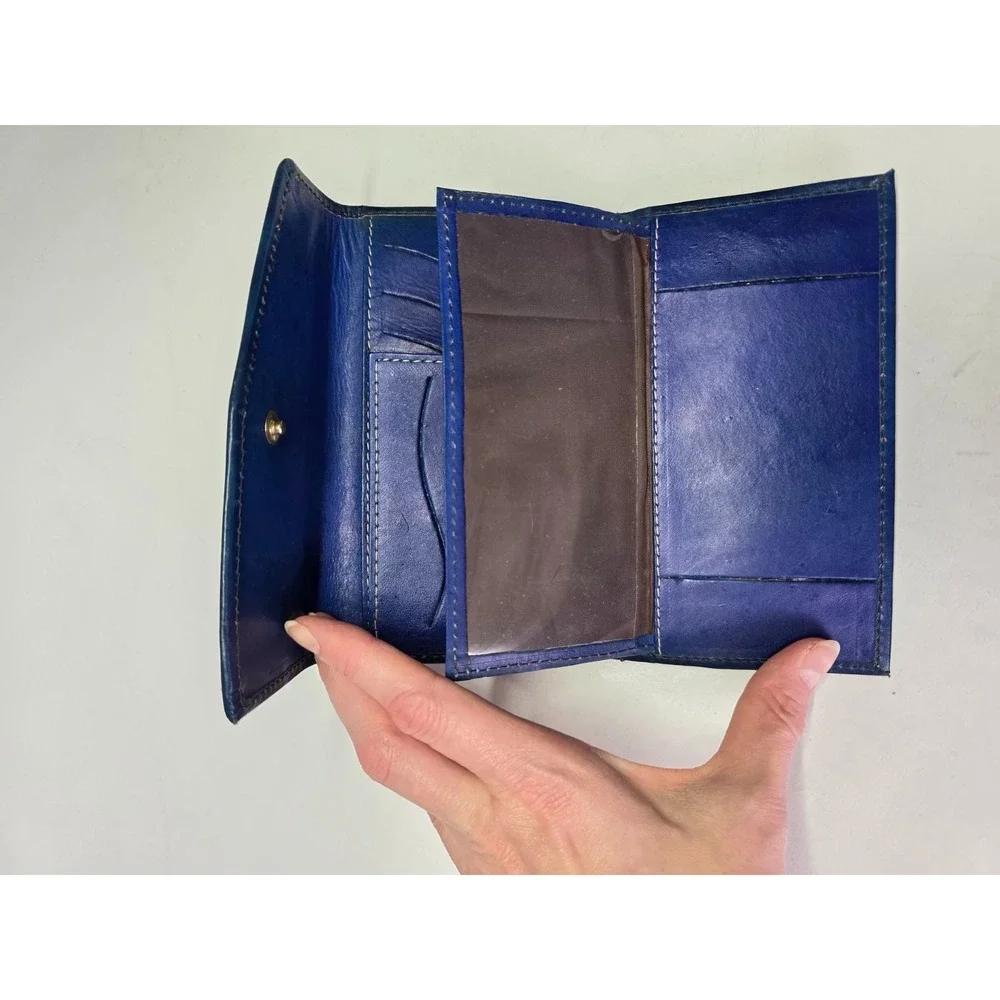 Hand-Painted‎ Leather Credit Card Wallet With Floral Butterfly Print Check Book